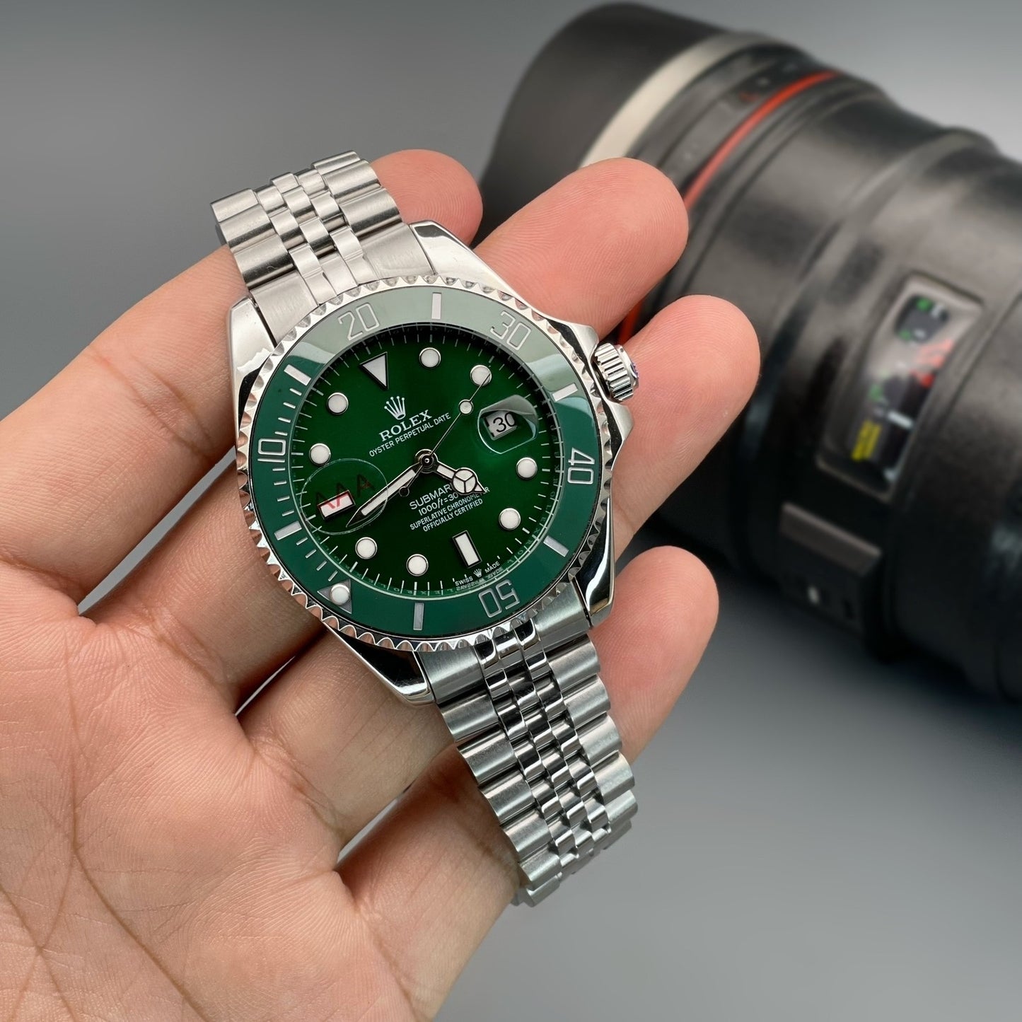 Rolex Submariner Silver Green Two-Tone Quartz