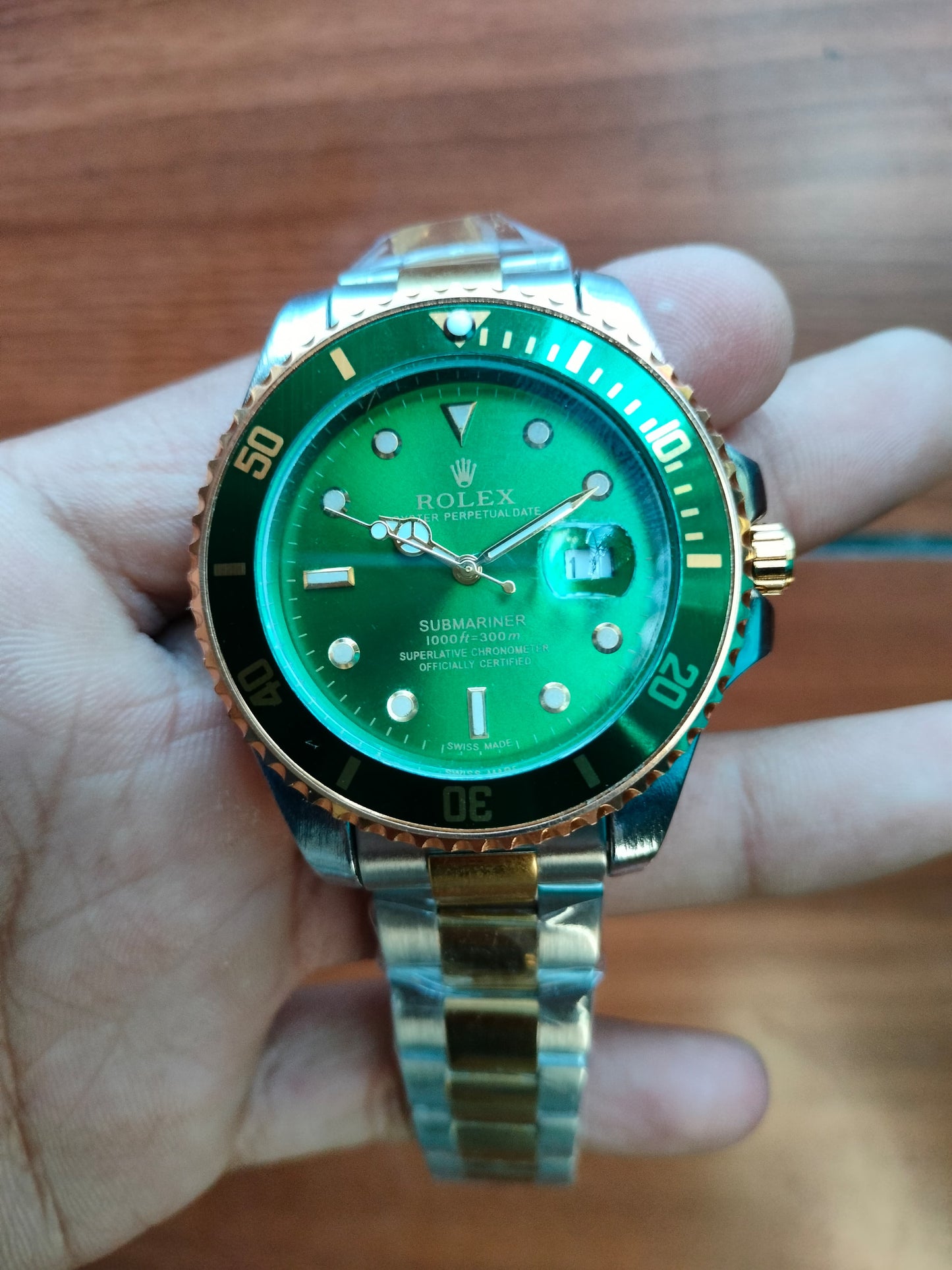 Rolex Submariner Silver Green Two-Tone Quartz